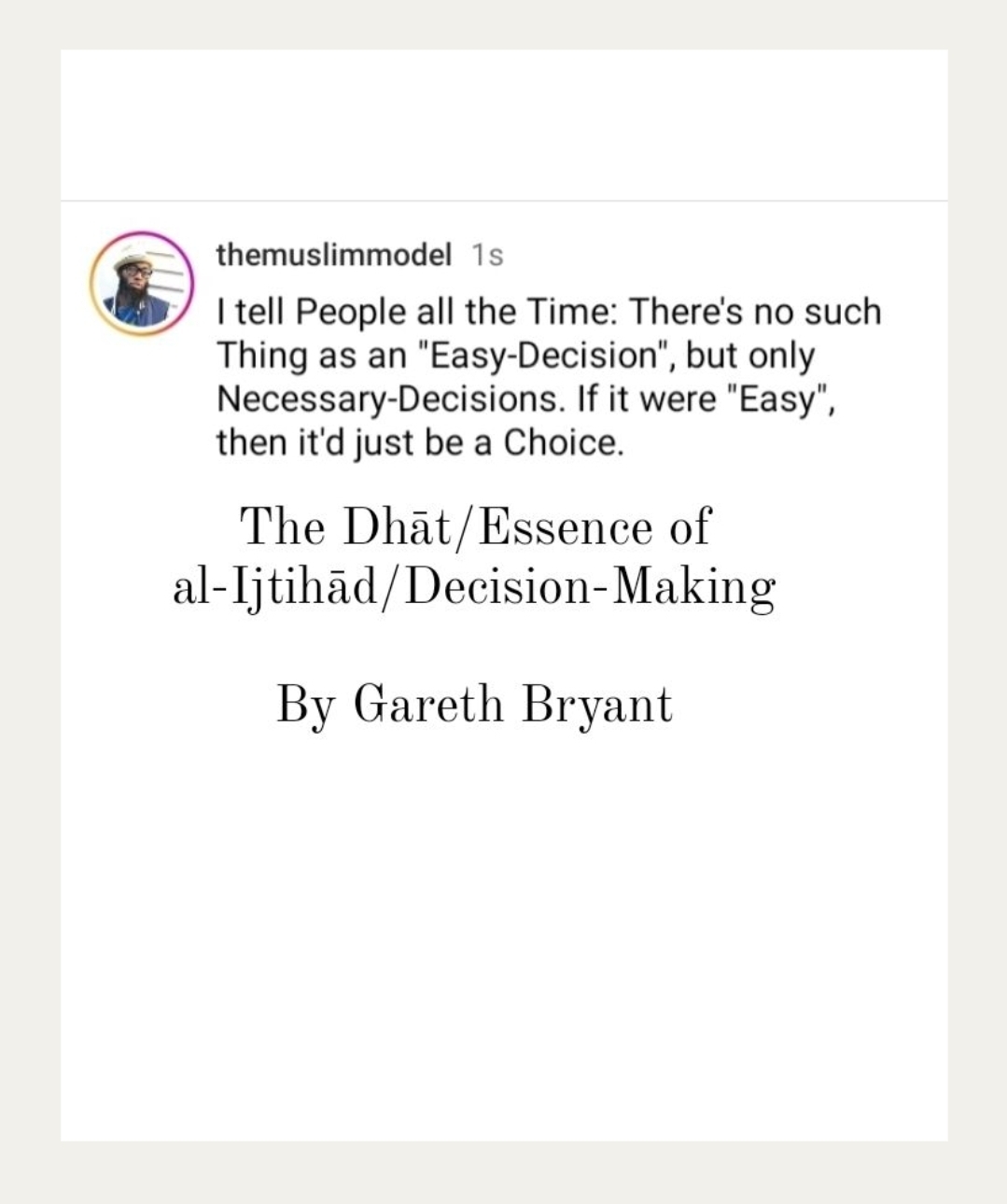 Analyzing al-Ijtihād/Decision-Making