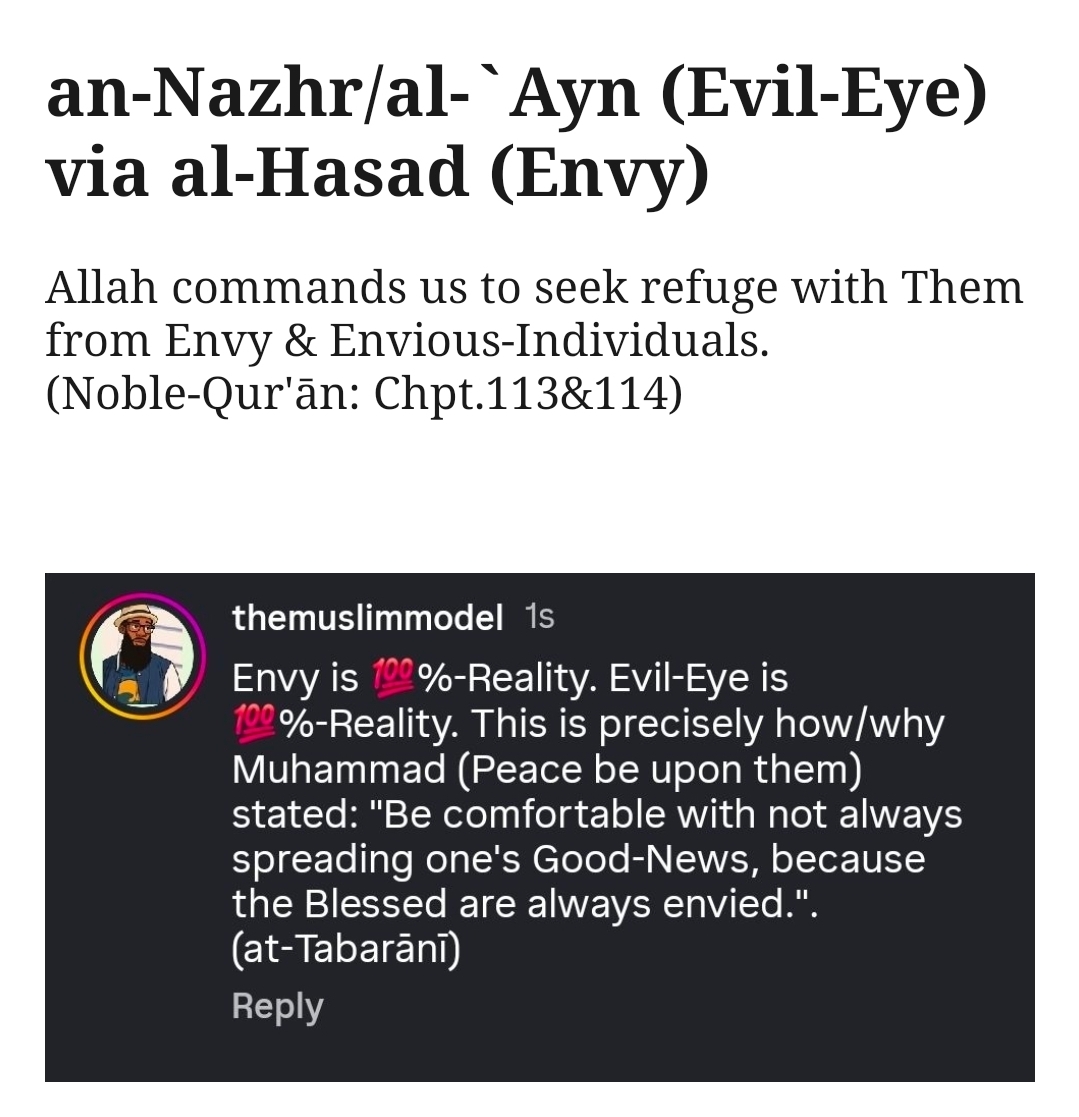 an-Nazhr/al-`Ayn (Evil-Eye) via al-Hasad (Envy)