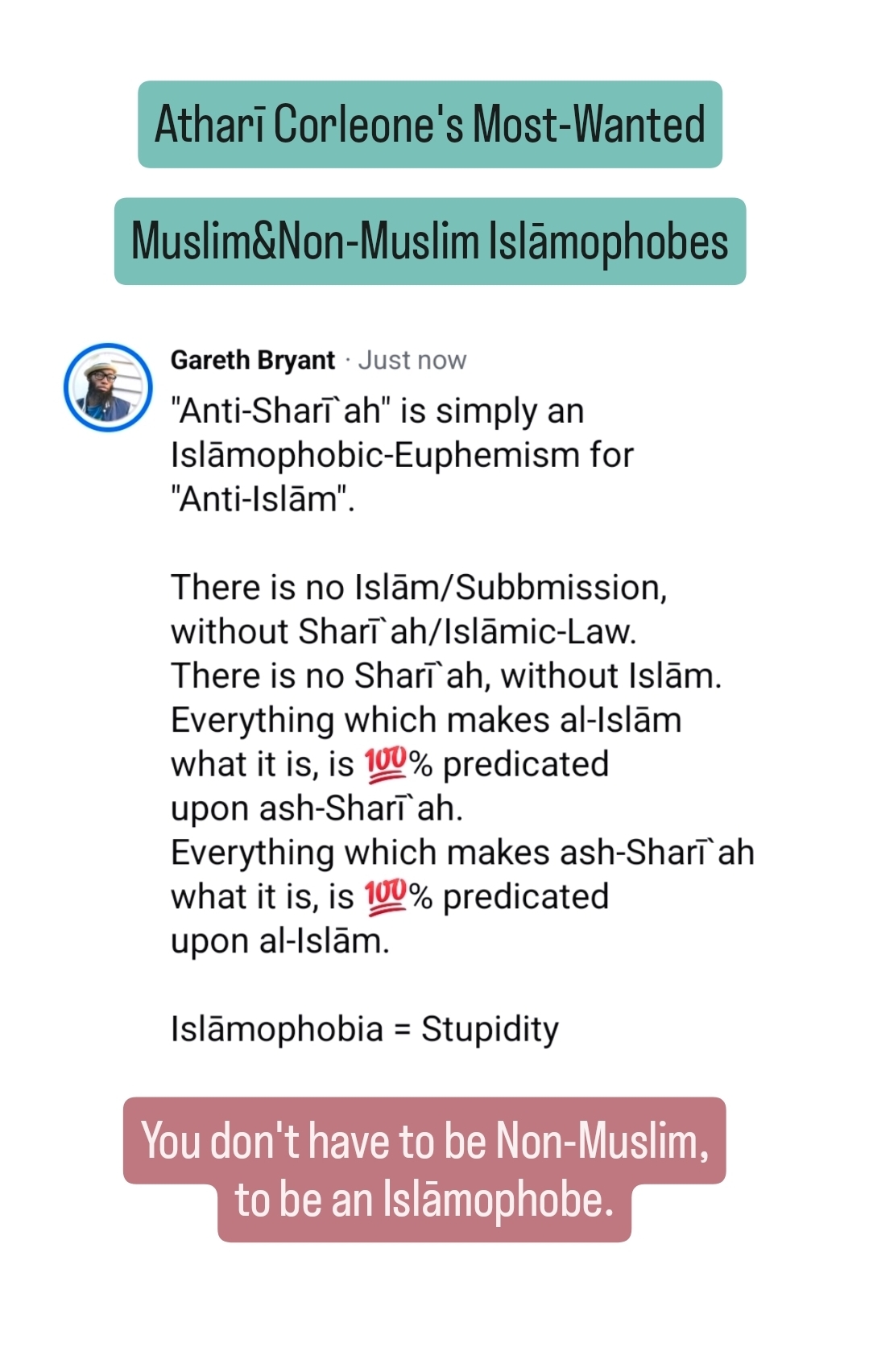 Muslim&Non-Muslim Islāmophobes aren’t Islāmic-Authorities