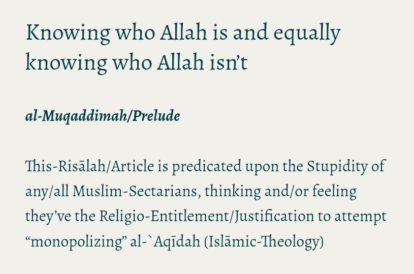 Knowing who Allah is and equally knowing who Allah isn’t