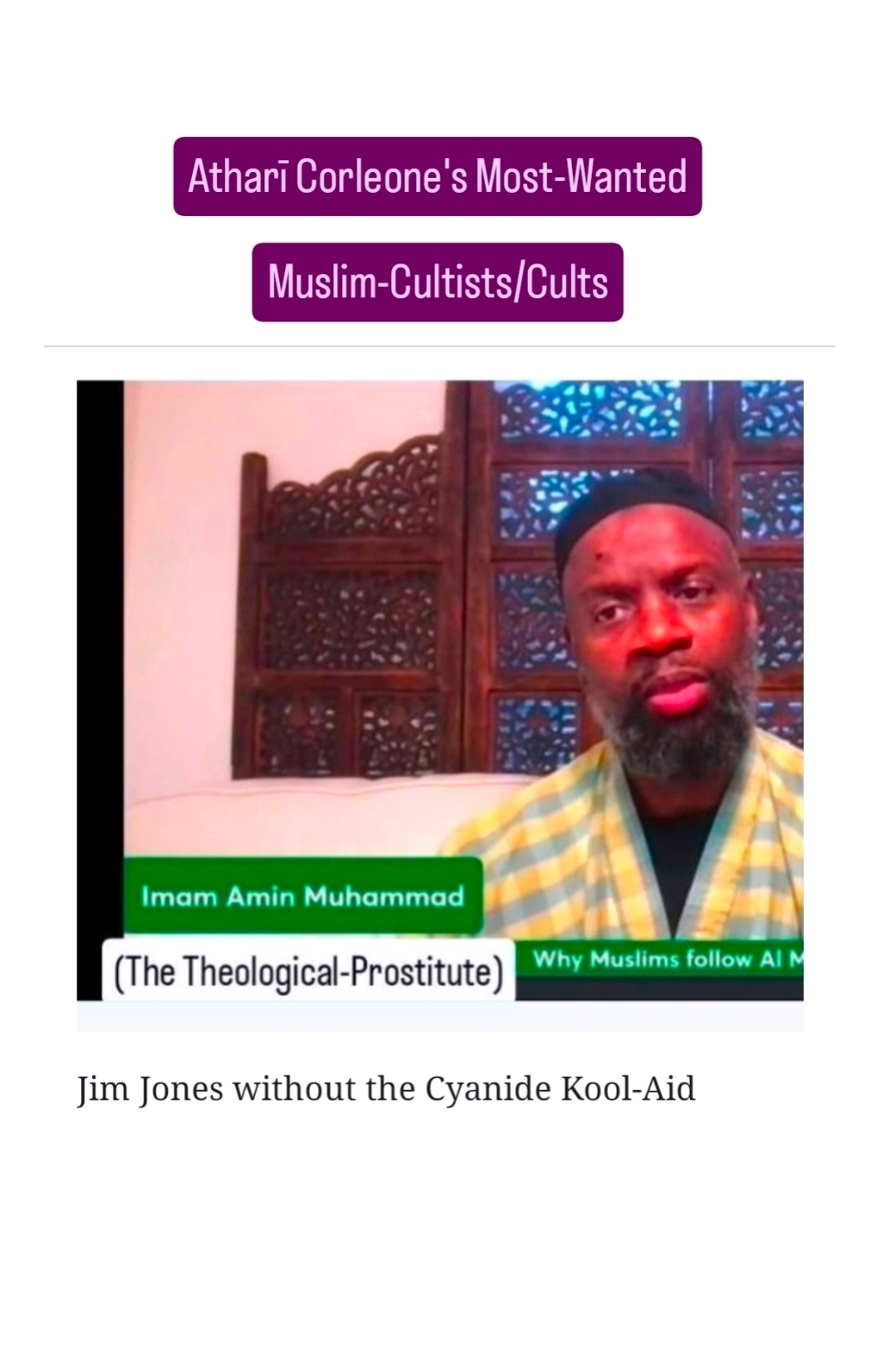 Game-Of-Thobes: Exposing the “3453” Ash`arī-Cult led by Amīn Muhammad