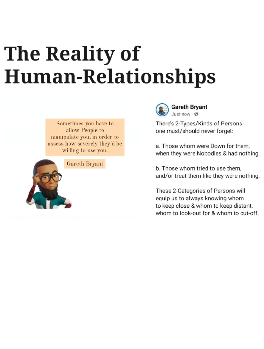 The Reality of Human-Relationships