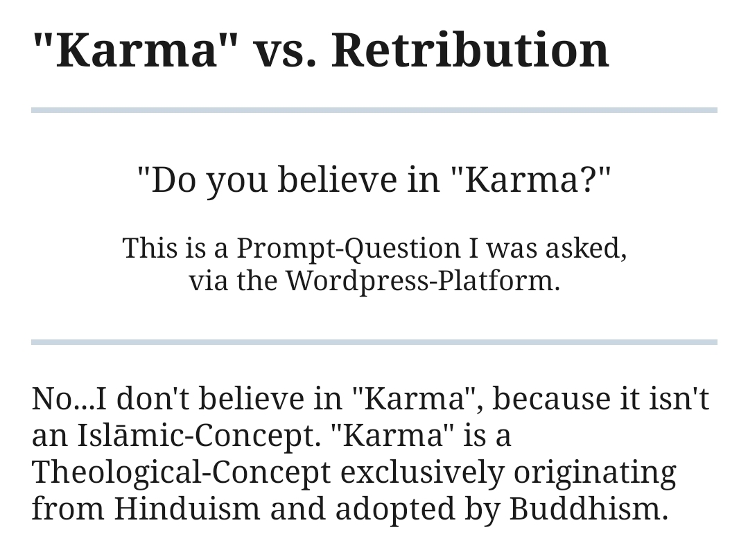 “Karma” vs. Retribution