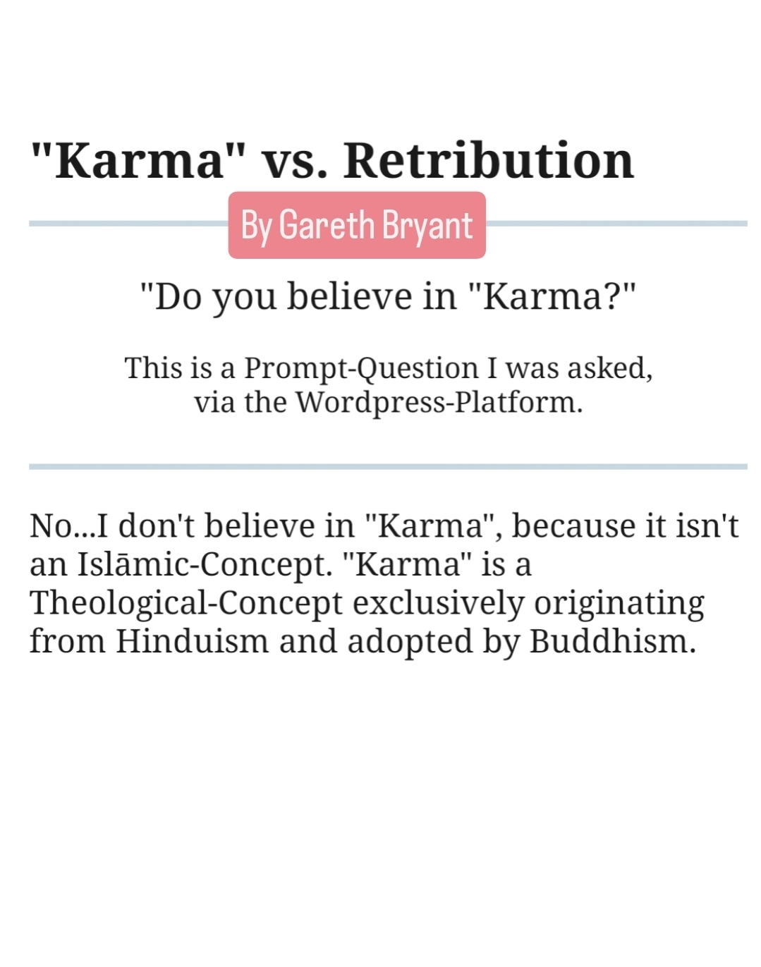 “Karma” vs. Retribution